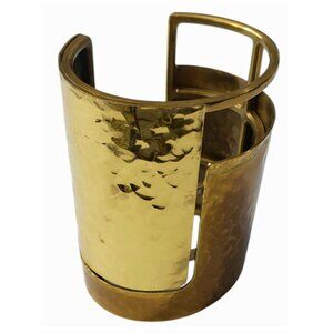Vintage LANVIN PARIS Hammered Brass Oracle Cuff Bracelet S/S 2013 Runway